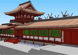 泰式旅游寺庙建筑SU(草图大师)模型