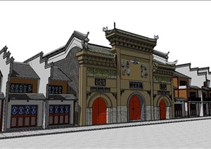 中式风格会馆建筑SU(草图大师)模型
