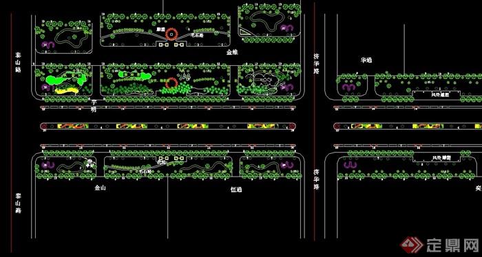 现代道路绿化设计cad平面图