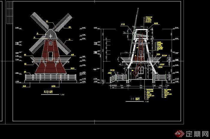 荷兰风车小品素材设计cad施工图