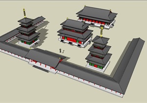 寺庙建筑SU(草图大师)模型