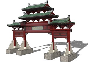 古建牌坊建筑SU(草图大师)模型