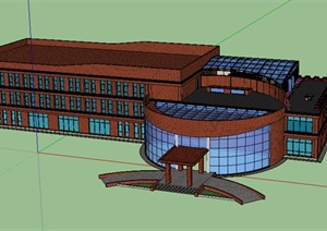 现代风格生态办公楼建筑设计SU(草图大师)模型