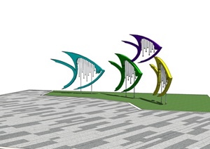 鱼雕塑小品素材设计SU(草图大师)模型
