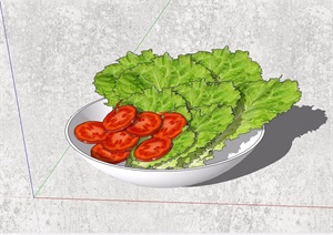精品详细的厨房蔬菜盘及蔬菜设计SU(草图大师)模型