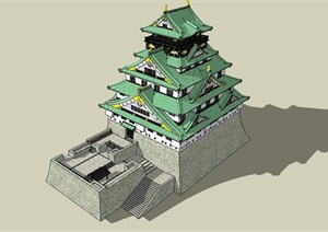 日式城堡建筑SU(草图大师)模型