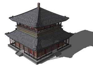 古建茶楼建筑SU(草图大师)模型