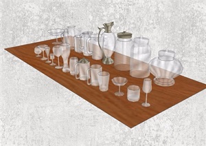 精品摆件玻璃杯、玻璃瓶设计SU(草图大师)模型