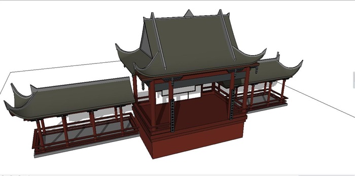 古建戏台建筑SU模型
