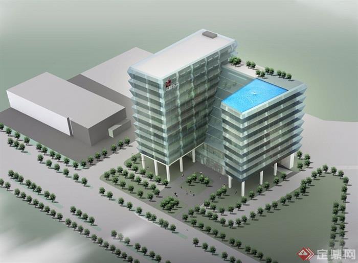 东莞名巨总部办公大楼设计cad、ppt方案及效果图