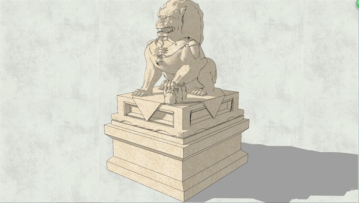 石狮子雕塑素材SU模型