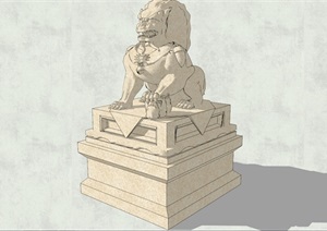 石狮子雕塑素材SU(草图大师)模型