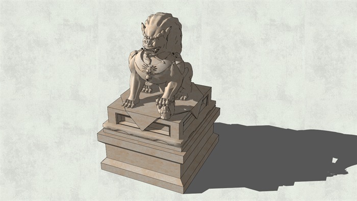 石狮子雕塑SU模型素材
