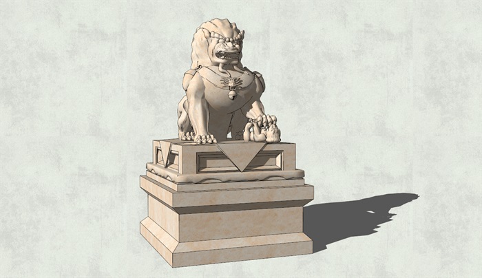 石狮子雕塑SU模型素材