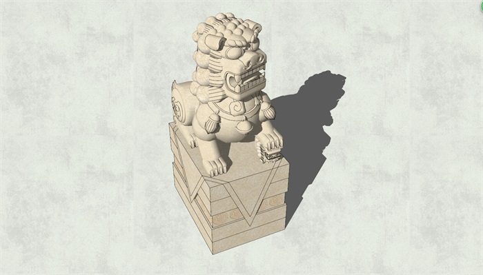 景观石狮子雕塑SU模型