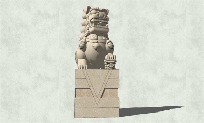 景观石狮子雕塑SU模型
