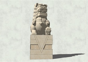 景观石狮子雕塑SU(草图大师)模型