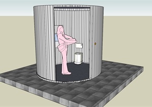 圆柱形公厕建筑SU(草图大师)模型