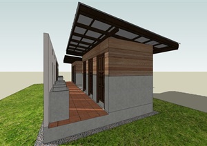 屋顶斜坡面公厕建筑SU(草图大师)模型