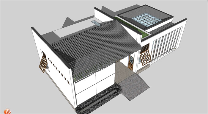 中式公厕建筑SU模型