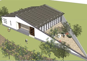 详细中式风格公厕建筑设计SU(草图大师)模型