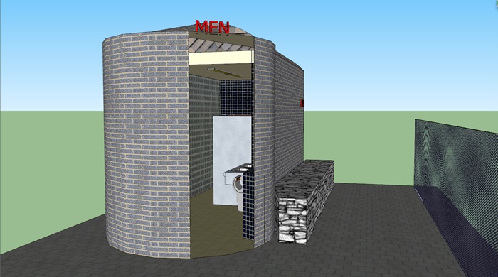 现代风格单层公厕建筑SU模型