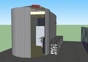 现代风格单层公厕建筑SU(草图大师)模型