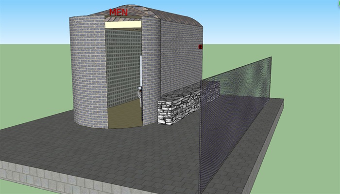现代风格单层公厕建筑SU模型