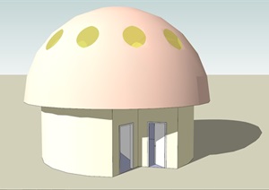屋顶半圆形公厕建筑设计SU(草图大师)模型
