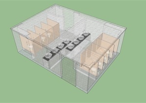 平面屋顶公厕建筑设计SU(草图大师)模型