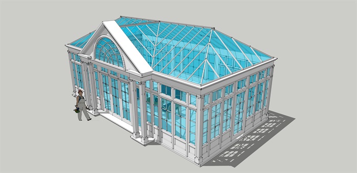阳光玻璃房详细建筑设计su模型