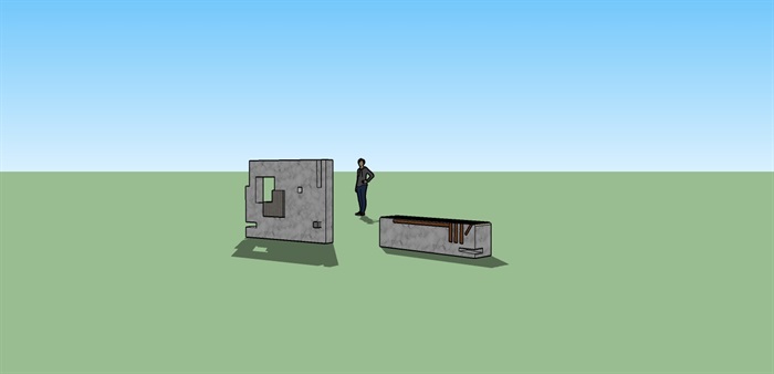 景观墙和景观座凳su模型(3)