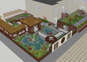 屋顶花园庭院详细景观cad全套图纸（带模型施工图）