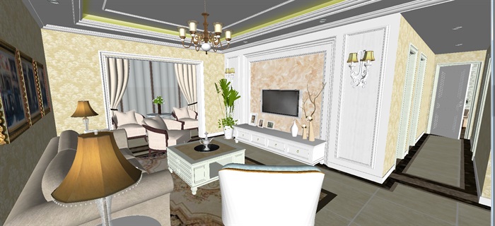 欧式风格室内整套家装方案ＳＵ模型(5)