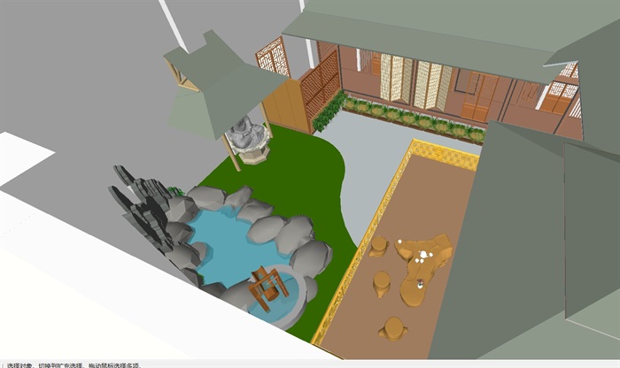 日式屋顶花园建筑与景观方案ＳＵ模型(1)