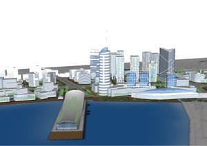黄浦江滨河长廊商业圈规划方案ＳＵ模型