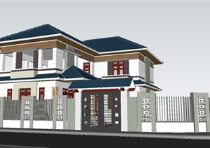 美式两层别墅建筑方案ＳＵ模型
