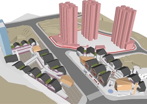 现代风格远洋商业街项目建筑方案ＳＵ模型