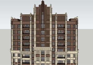 新古典风格详细完整的住宅楼设计SU(草图大师)模型