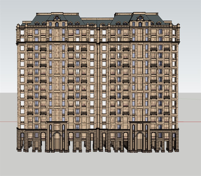 某欧式详细的高层住宅楼设计su模型