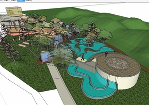 某现代休闲公园中心景观设计SU(草图大师)模型