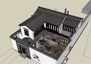 古典中式风格四合院住宅楼SU(草图大师)模型