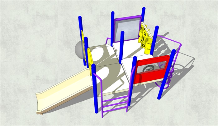 现代详细游乐设施SU模型