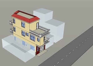 农村经济型住宅自建房别墅含CAD平立面图、SU(草图大师)模型、效果图