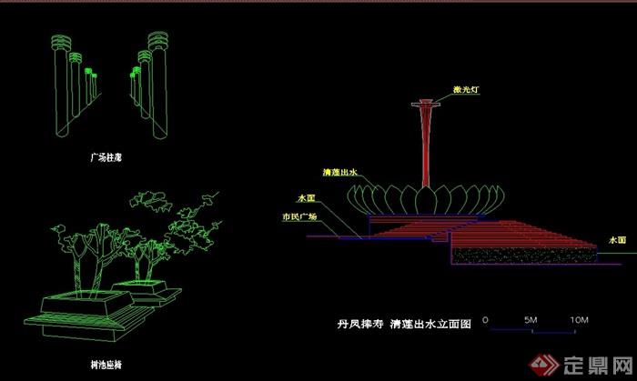 某现代长寿广场设计cad施工详图