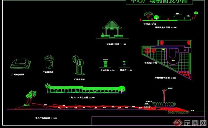 某现代长寿广场设计cad施工详图