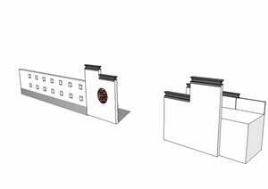 新中式景墙大门设计SU(草图大师)模型