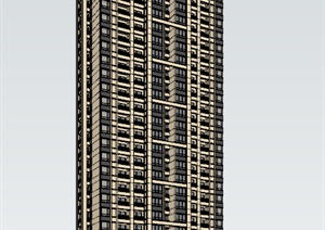 新古典风格详细的高层住宅小区楼SU(草图大师)模型