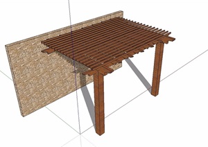传统木质独特廊架SU(草图大师)模型