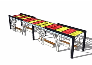 现代廊架素材详细设计SU(草图大师)模型